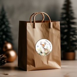 Pegatina Redonda Woodland Deer Animal Baby Shower