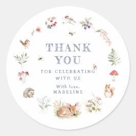 Pegatina Redonda Woodland Forest Animals Thank You Sticker