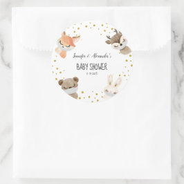 Pegatina Redonda Woodland Forest Baby Shower
