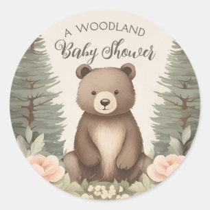 Pegatina Redonda Woodland Forest Bear