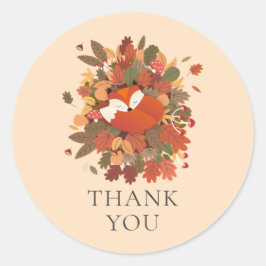 Pegatina Redonda Woodland Fox Cub Gracias