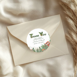 Pegatina Redonda Woodland Mushroom & Fern Baby Shower Thank You