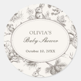 Pegatina Redonda Woodland Sketch Allover Print Baby Shower
