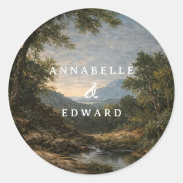 Pegatina Redonda Woodland Wedding Elegant Romantic Vintage