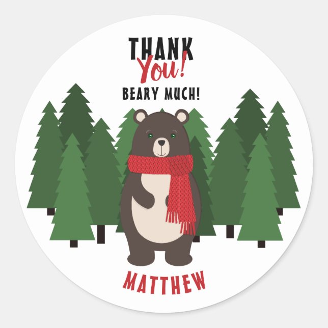 Pegatina Redonda Woodsy Bear (Anverso)