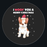 Pegatina Redonda Woof You A Merry Christmas Bulldog francés Dog Lov<br><div class="desc">Woof You A Merry Christmas Bulldog francés Perro Lover</div>