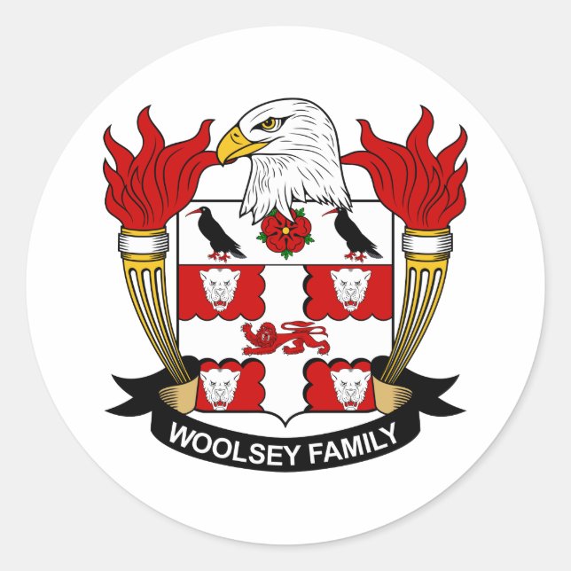 Pegatina Redonda Woolsey Family Crest (Anverso)