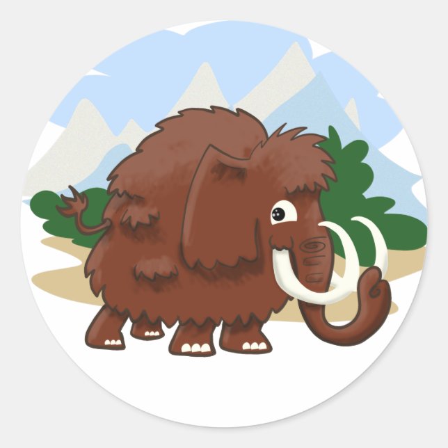 Pegatina Redonda Wooly Mammoth (Anverso)