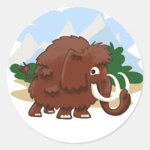 Pegatina Redonda Wooly Mammoth