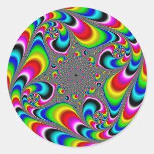 Pegatina Redonda Woooo Mandelbrot Fractal