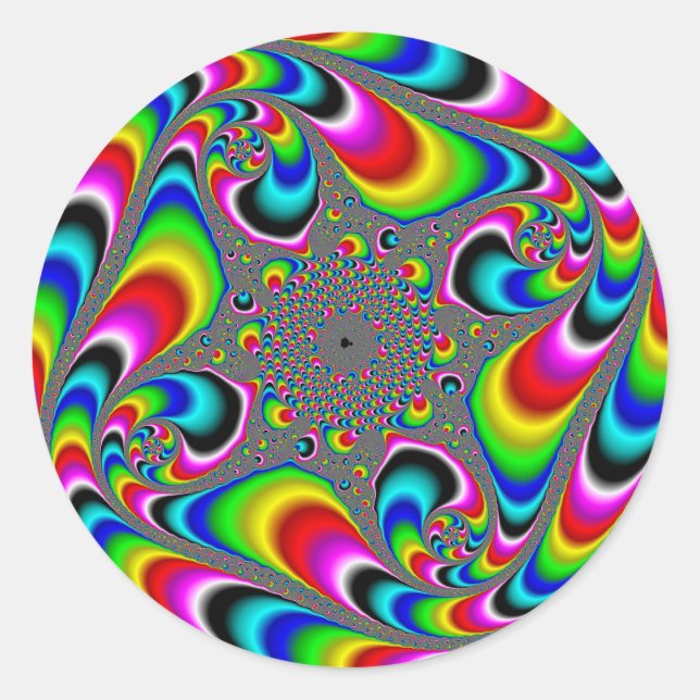 Pegatina Redonda Woooo Mandelbrot Fractal (Anverso)