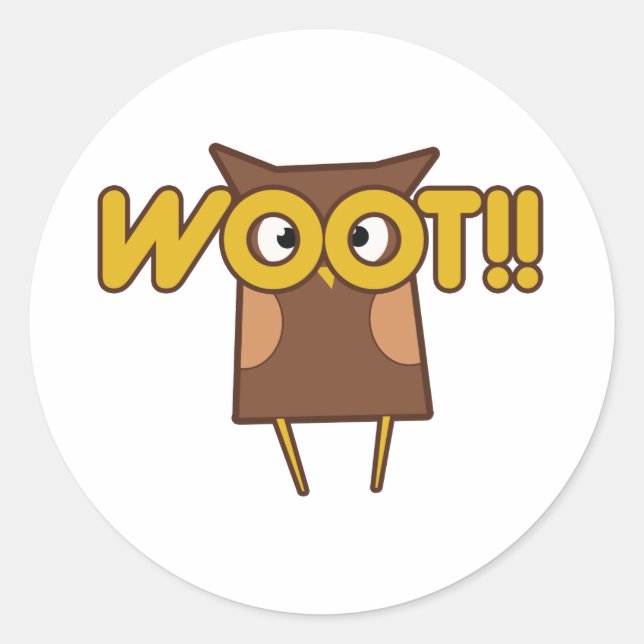 Pegatina Redonda Woot Congrats Owl (Anverso)