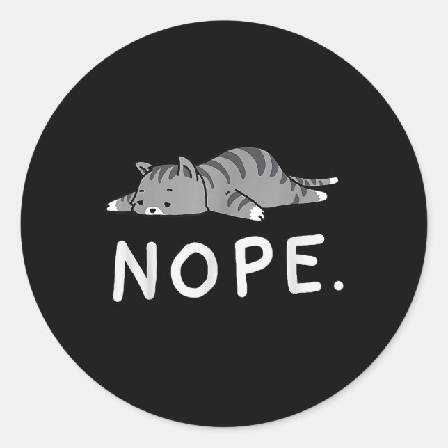 Pegatina Redonda Woot Nope Cat (Anverso)