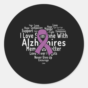 Pegatina Redonda Word Cloud Support Alzheimer Alzheimers Conciencia