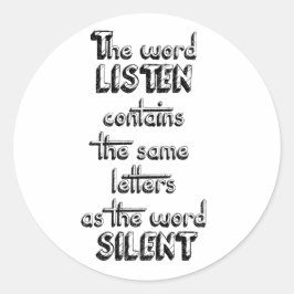 Pegatina Redonda Word LISTEN contiene las mismas letras que SILENT