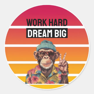 PEGATINA REDONDA WORK HARD DREAM BIG