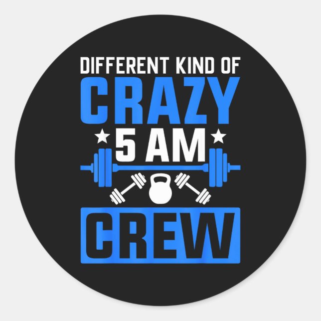 Pegatina Redonda Workout Squad 5am Crew Funny Gym Quote  (Anverso)