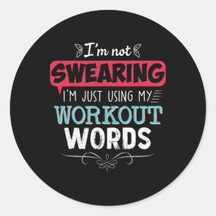 Pegatina Redonda Workout Words Divertido Chiste Divertido Gimnasio