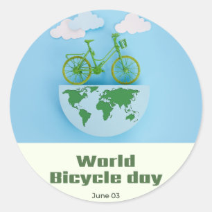 Pegatina Redonda World Bicycle Day