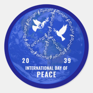 Pegatina Redonda World Peace Dove Peace on Earth Day Logo QR Code