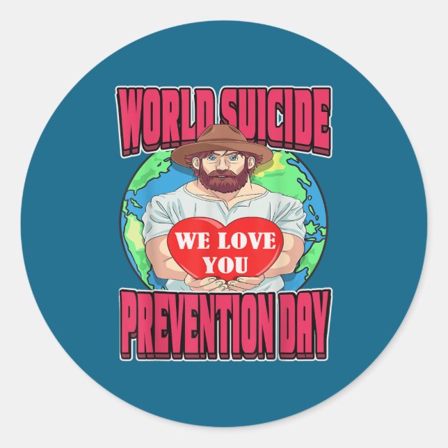 Pegatina Redonda World Suicide Prevention Day Motivational Dad Sept (Anverso)