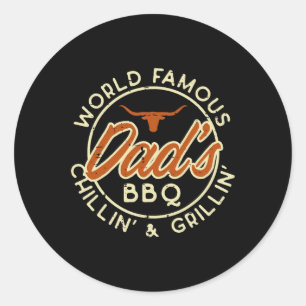 Pegatina Redonda Worlds Famous Dads Bbq Grillin Barbecue Padres Da