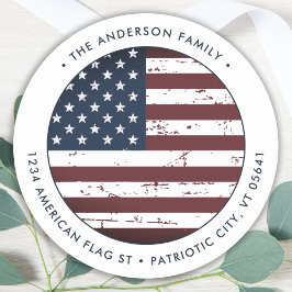 Pegatina Redonda Worldwide American Flag Personalizado Patriotic Re