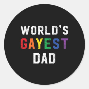 Pegatina Redonda Worlest Gayest Dad Cute Gay Pride Lgbt Fathers Day