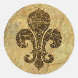 Pegatina Redonda Worn Fleur De Lis