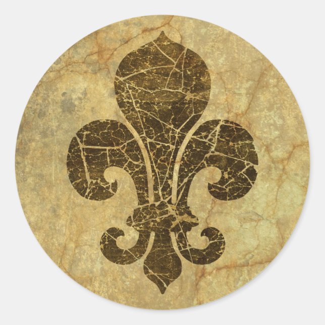 Pegatina Redonda Worn Fleur De Lis (Anverso)