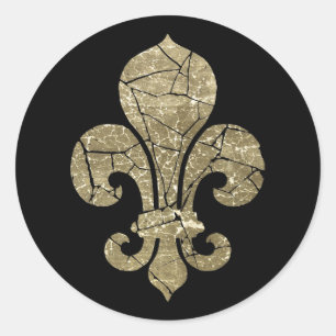 Pegatina Redonda Worn Fleur De Lis