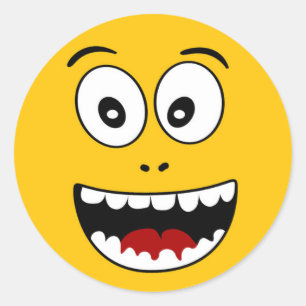 Pegatina Redonda Wow Emoji amarilla