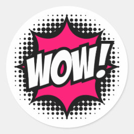 Pegatina Redonda WOW! Estilo de libro de historietas