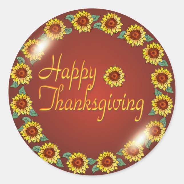 Pegatina Redonda WREATER SUNFLOWER de SHARON SHARPE (Anverso)