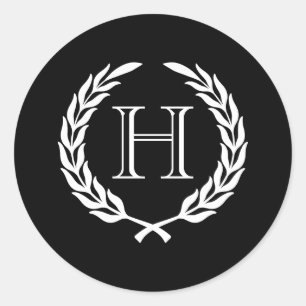 Pegatina Redonda Wreath de blanco y negro