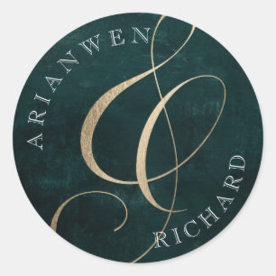 Pegatina Redonda Wreath de color oscuro con invitación a la oliga r