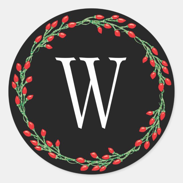 Pegatina Redonda Wreath de feriado de Berry rojo navidades (Anverso)