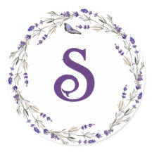 Wreath de lavanda con monograma inicial