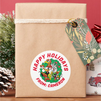 Pegatina Redonda Wreath de los Navidades del grupo LOONEY TUNES™