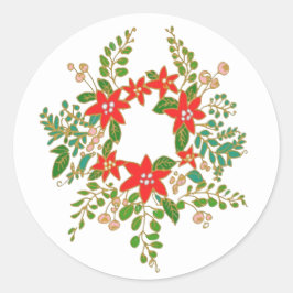 Pegatina Redonda Wreath de Navidades elegantes