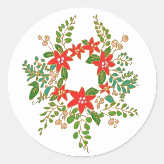 Pegatina Redonda Wreath de Navidades elegantes (Anverso)