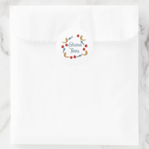 Pegatina Redonda Wreath de Shana Tova