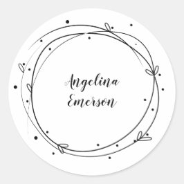 Pegatina Redonda Wreath femenino hecho a mano