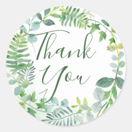 Pegatina Redonda Wreath Foliage de la vegetación Gracias