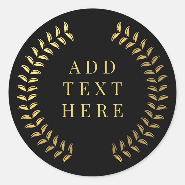 Pegatina Redonda Wreath Laurel de oro deja a Circle Wreath Personal (Anverso)