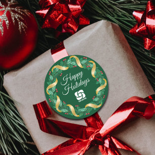 Pegatina Redonda Wreath, logotipo de negocios de personalizado Navi