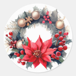 Pegatina Redonda Wreath navidades