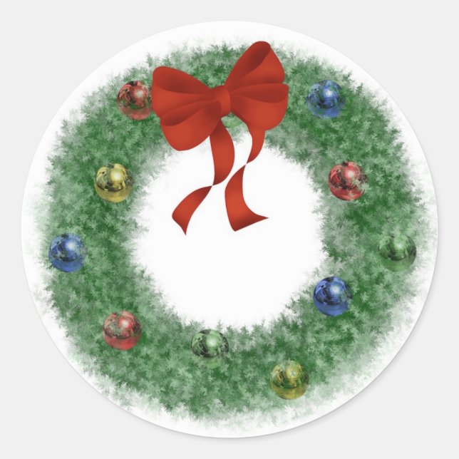 Pegatina Redonda Wreath navidades (Anverso)