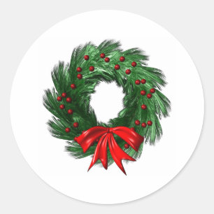 Pegatina Redonda Wreath navidades