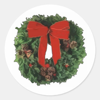 Pegatina Redonda Wreath navidades